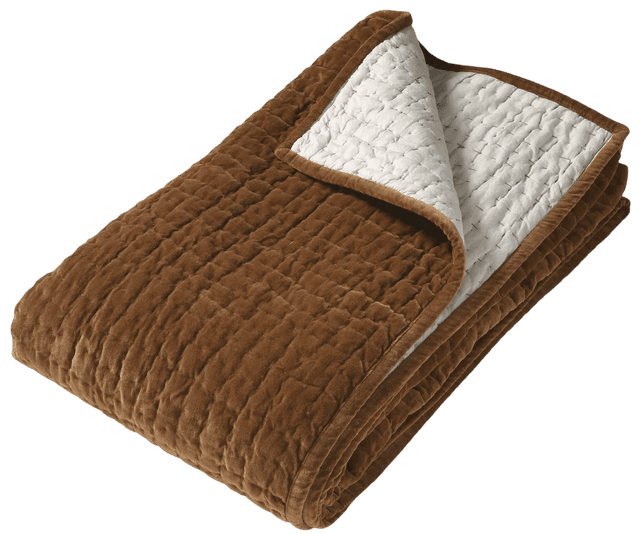 Home Accessories Cotton Velvet Driftline Weave Bed Throw Spice