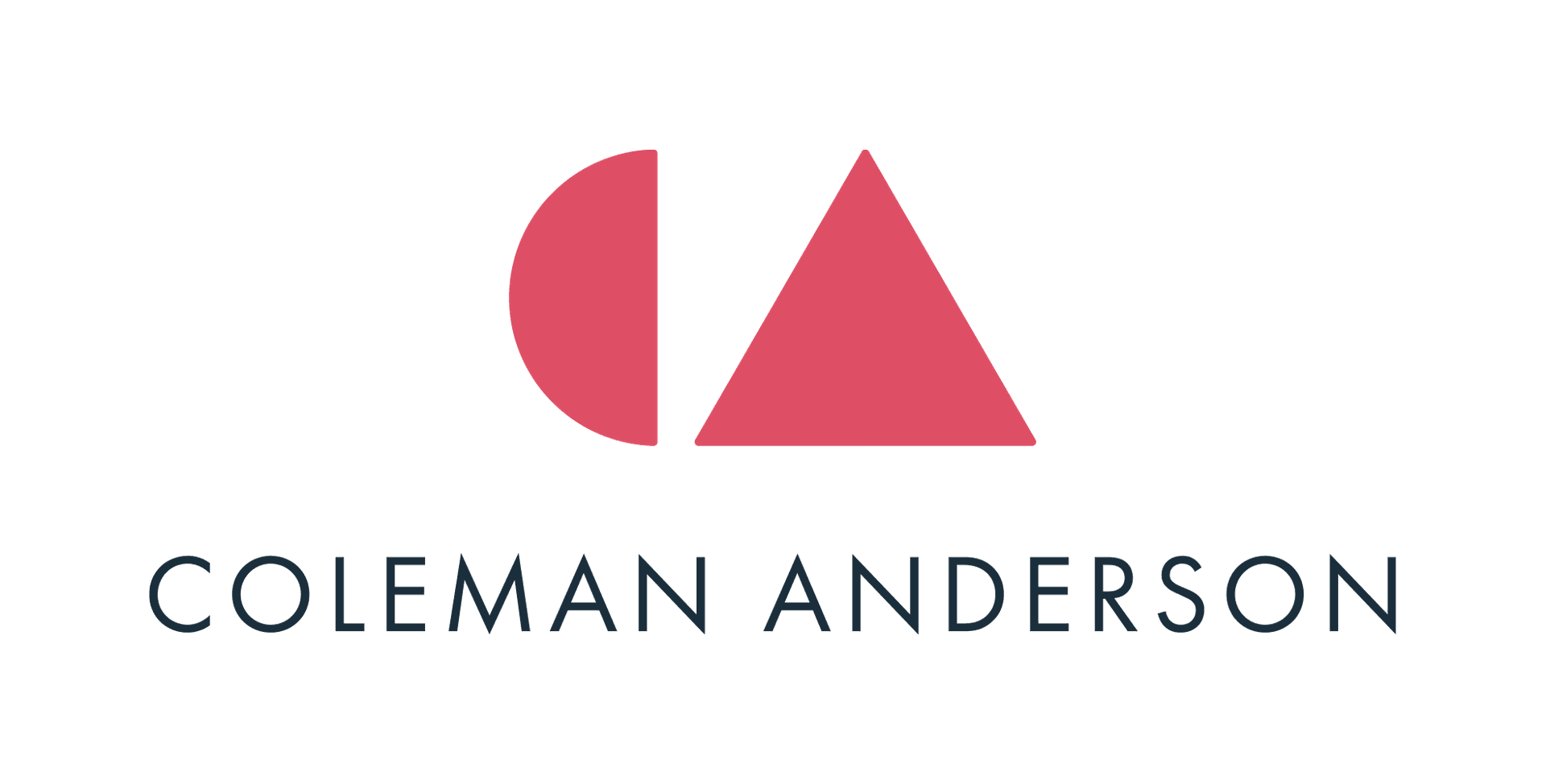 Red half-circle and triangle logo above "COLEMAN ANDERSON" in black text.