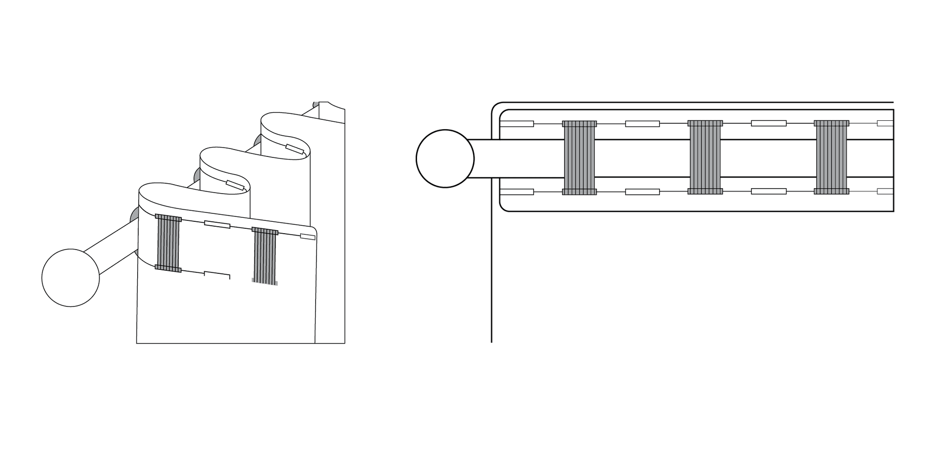 line sketch drawing of curtain hanging