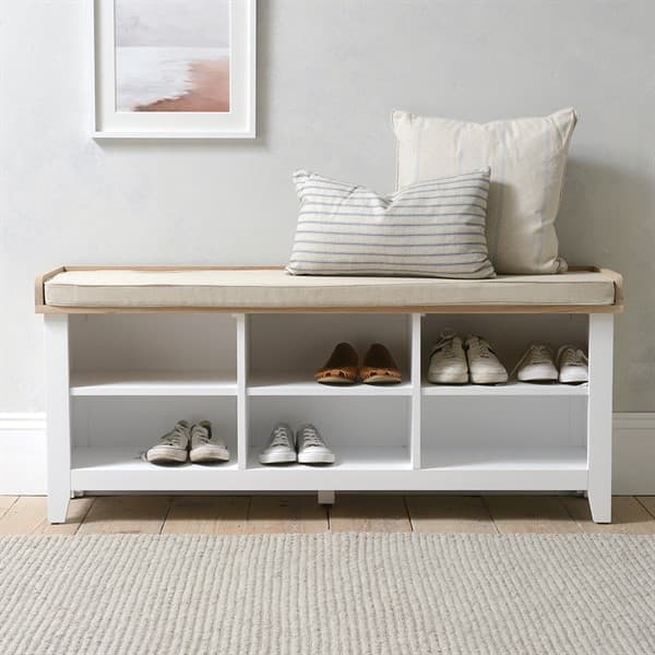 Open Shoe Bench Chester Pure White Large Open Shoe Bench - The Cotswold Company