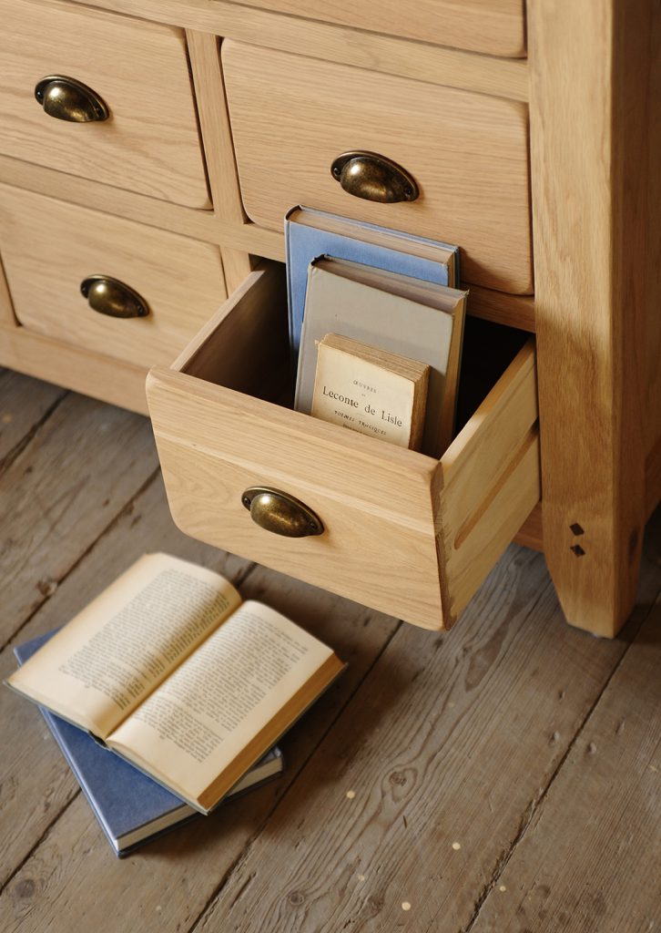 books in drawer