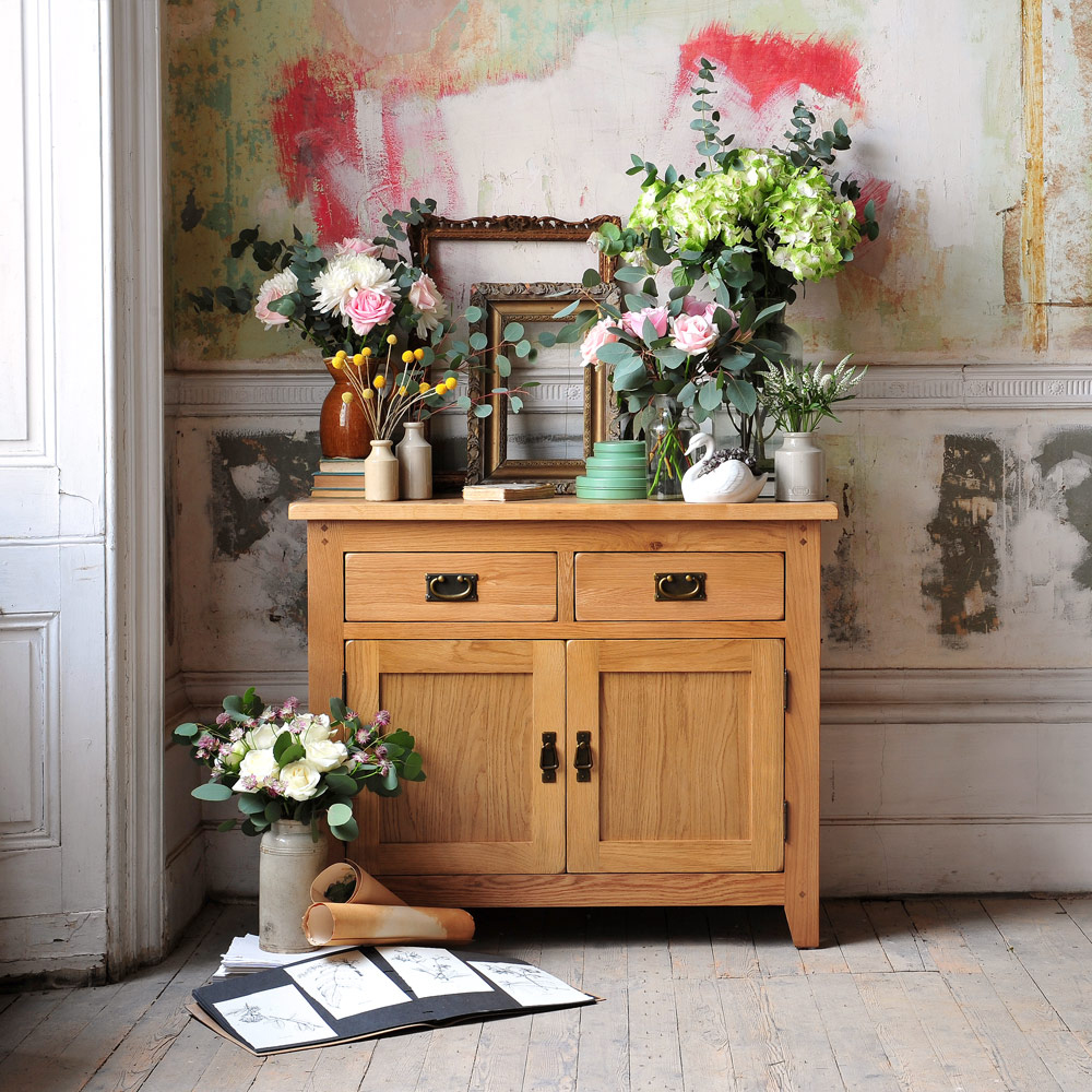 Flowers, oak furniture, oak cupboard, roses