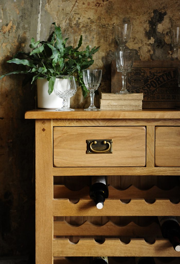 Oak wine rack, rustic oak, oak dining furniture, dream dining room
