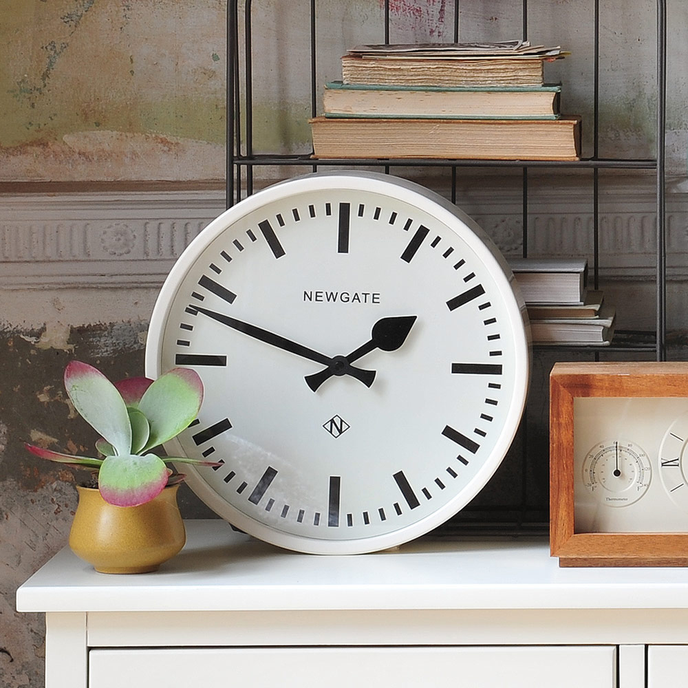 White clock, white furniture, retro clock
